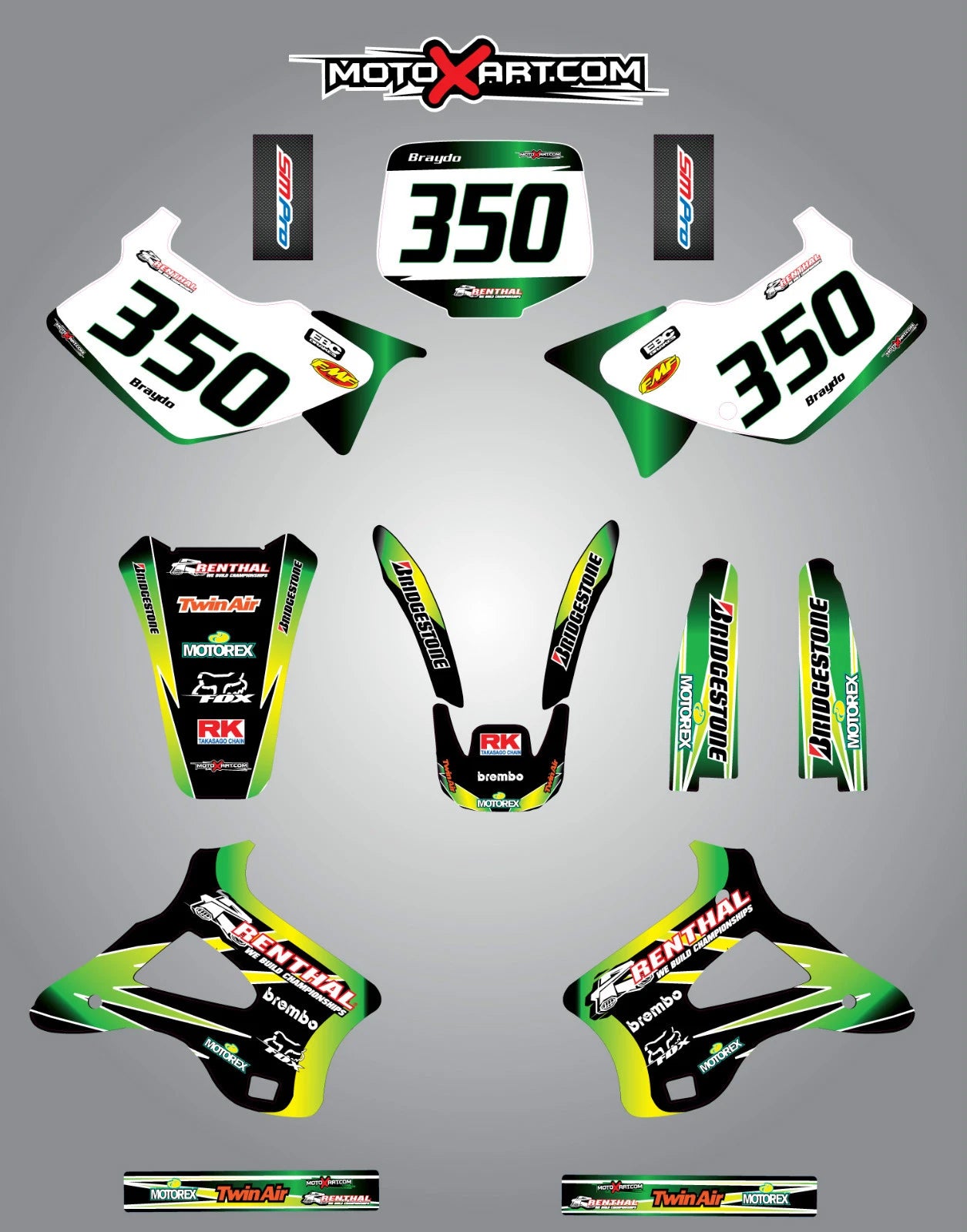 Full Graphics Kit for KX 125/250 1994-1998 - Sunrise Custom Stickers/Decals
