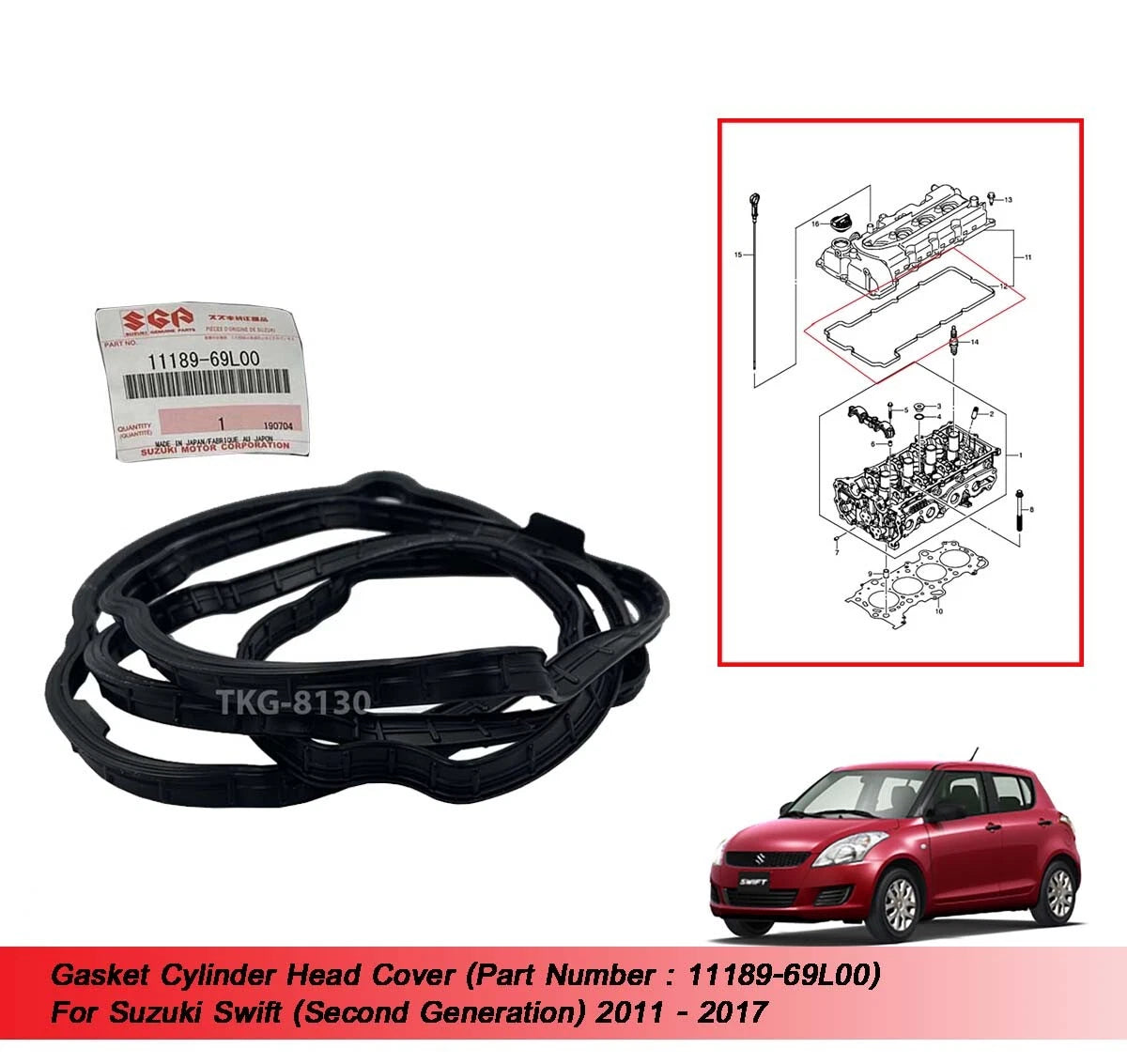 Gasket Cylinder Head Cover for Suzuki Swift (2011-2017)
