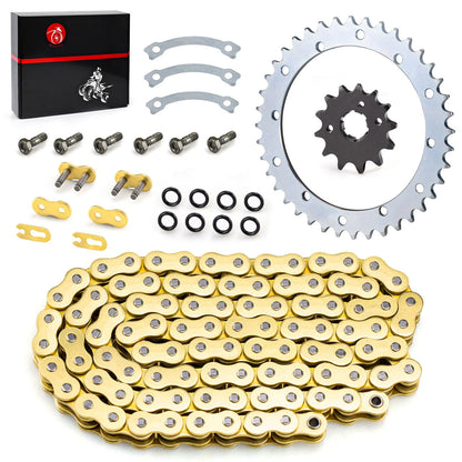 Gold O-Ring Chain 98 Links & Drive Sprocket Kit for Yamaha Warrior 350 89-04