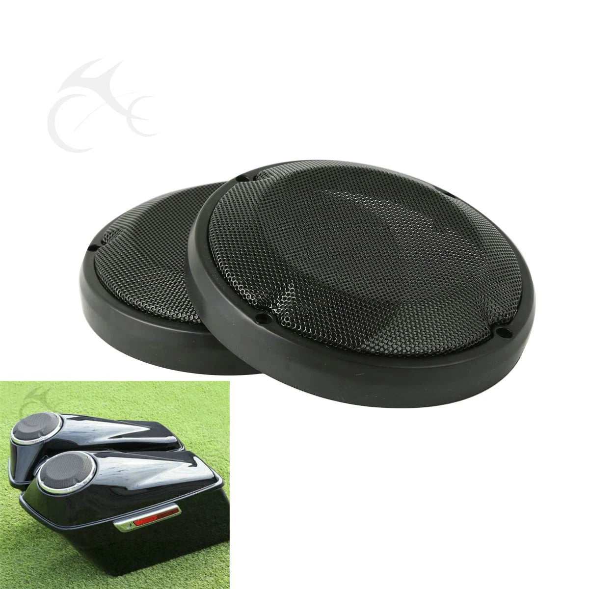 6.5" Black Lower Vented Speaker Grills for Harley Touring (1983-2024)