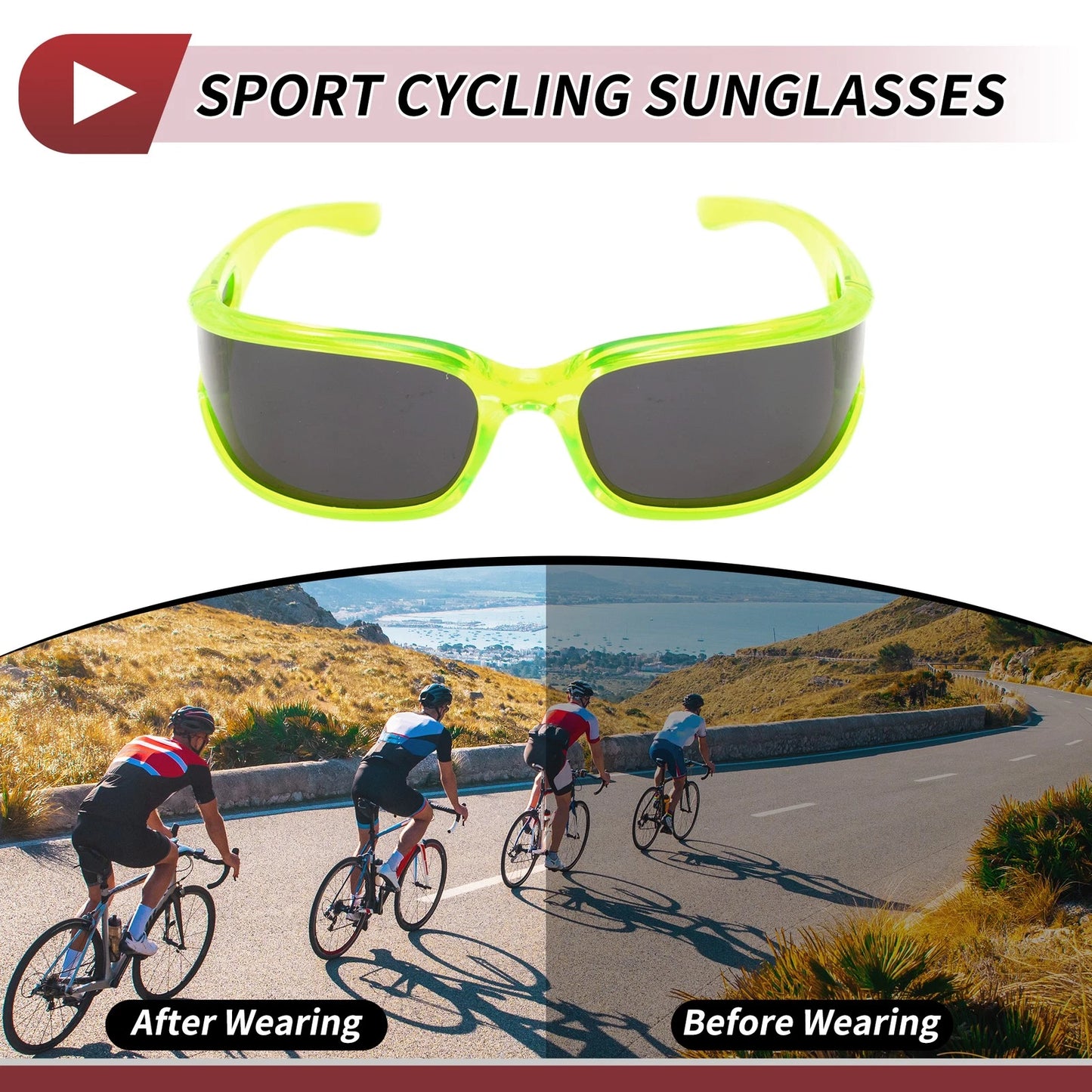 Motorcycle Riding Goggles Gray Lens Green Frame Triacetyl Cellulose