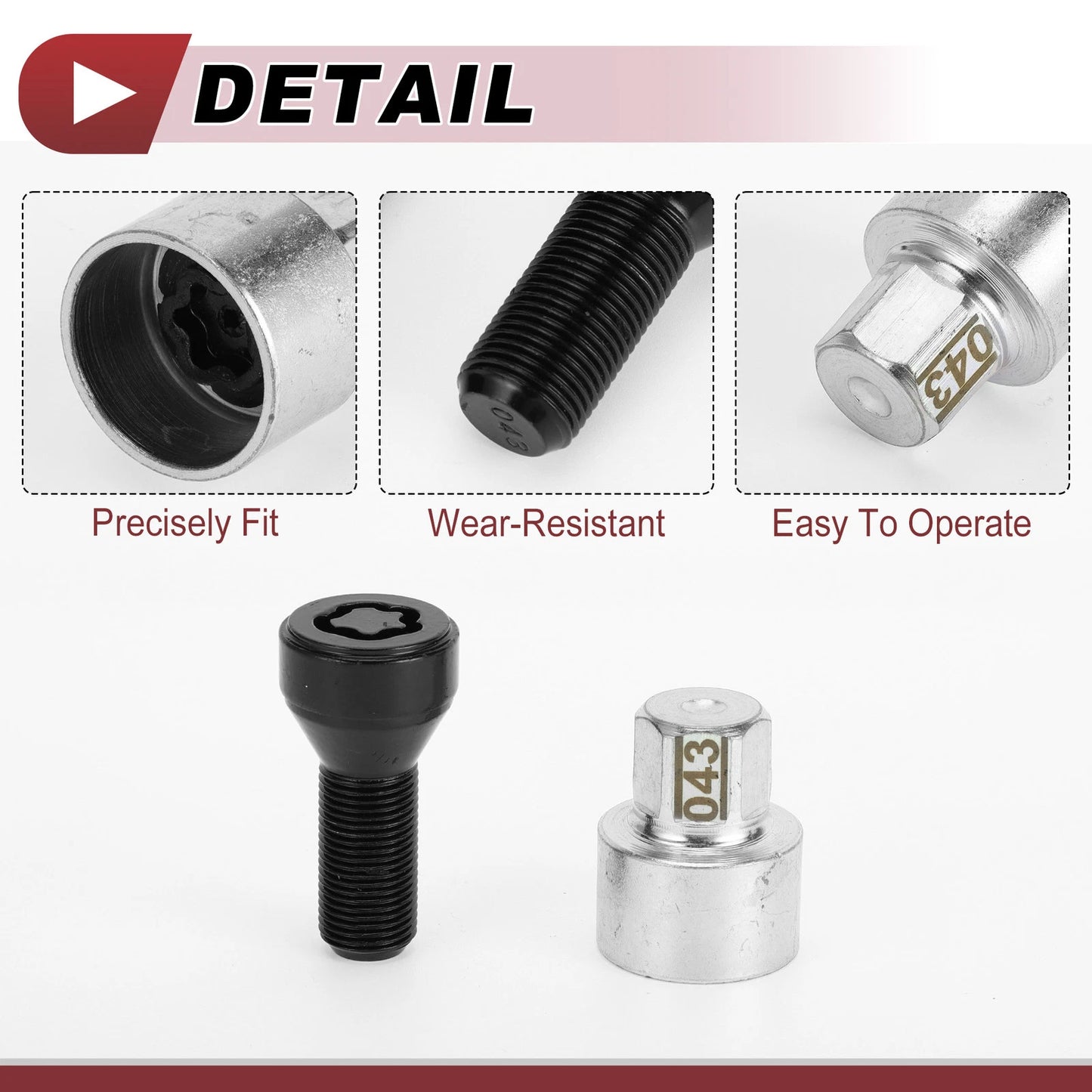 Set of 4 Wheel Lock Lug Nuts with M14x1.25 Key for BMW