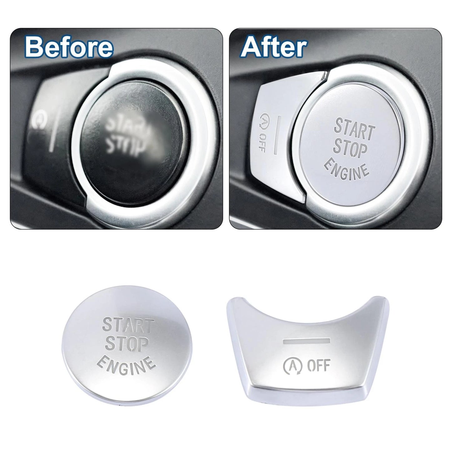 Off & Engine Start Stop Switch Button Cover Set for BMW 5 Series (2011-2017)