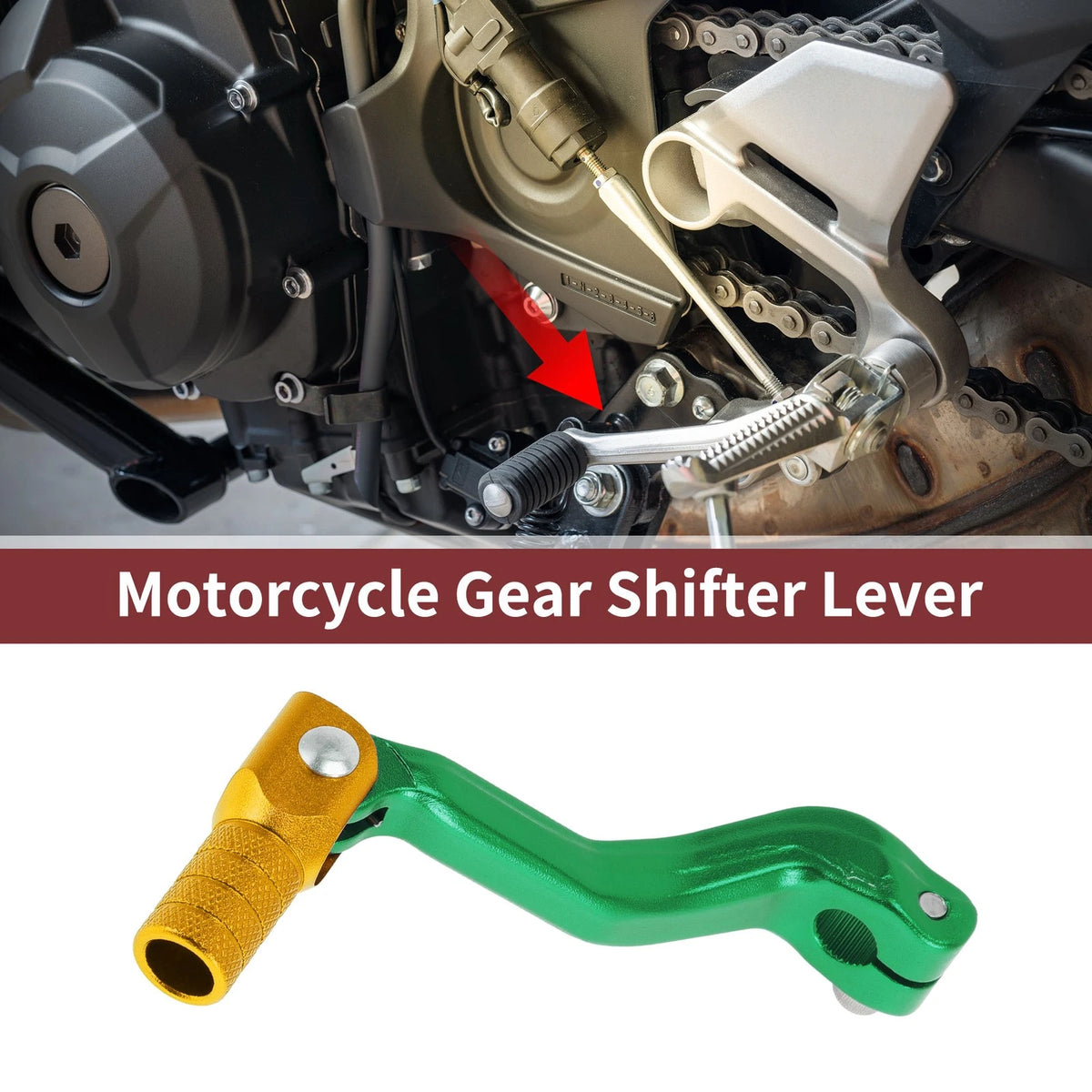 Folding Gear Shifter Lever Green Gold Tone for Kayo T2