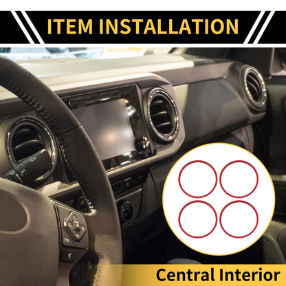 AC Vent Dashboard Decoration Rings Red for Toyota Tacoma (2016–2023)