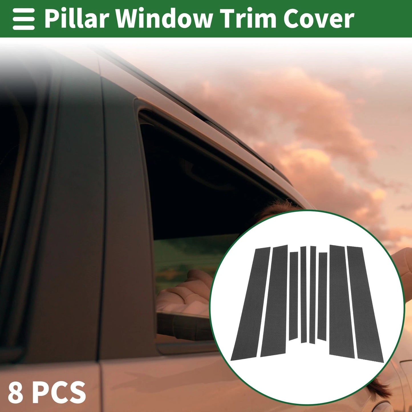 8 Pcs Door Pillar Window Trim for BMW X3 (2011-2017) Carbon Fiber Black