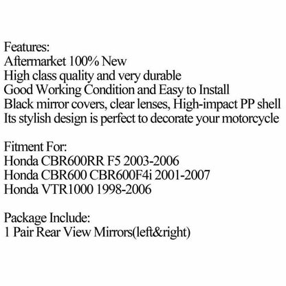 Rearview Mirror for Honda VTR1000 (98-06), CBR600 (01-07), CBR600F4i (01-07)