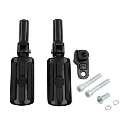 Black Passenger Footpeg Mounts for Harley Softail Slim FLS (2012-2017) FLSTSB (2008-2011)