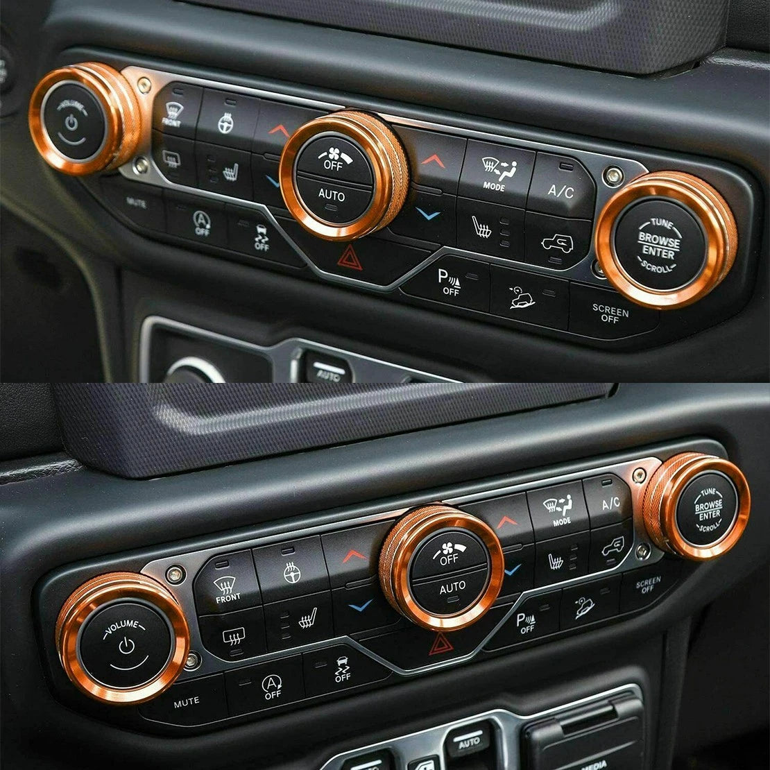4x Air Conditioning & Headlight Button Cover Rings for Jeep Wrangler (2018-2023)