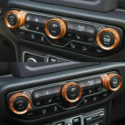 4x Air Conditioning & Headlight Button Cover Rings for Jeep Wrangler (2018-2023)