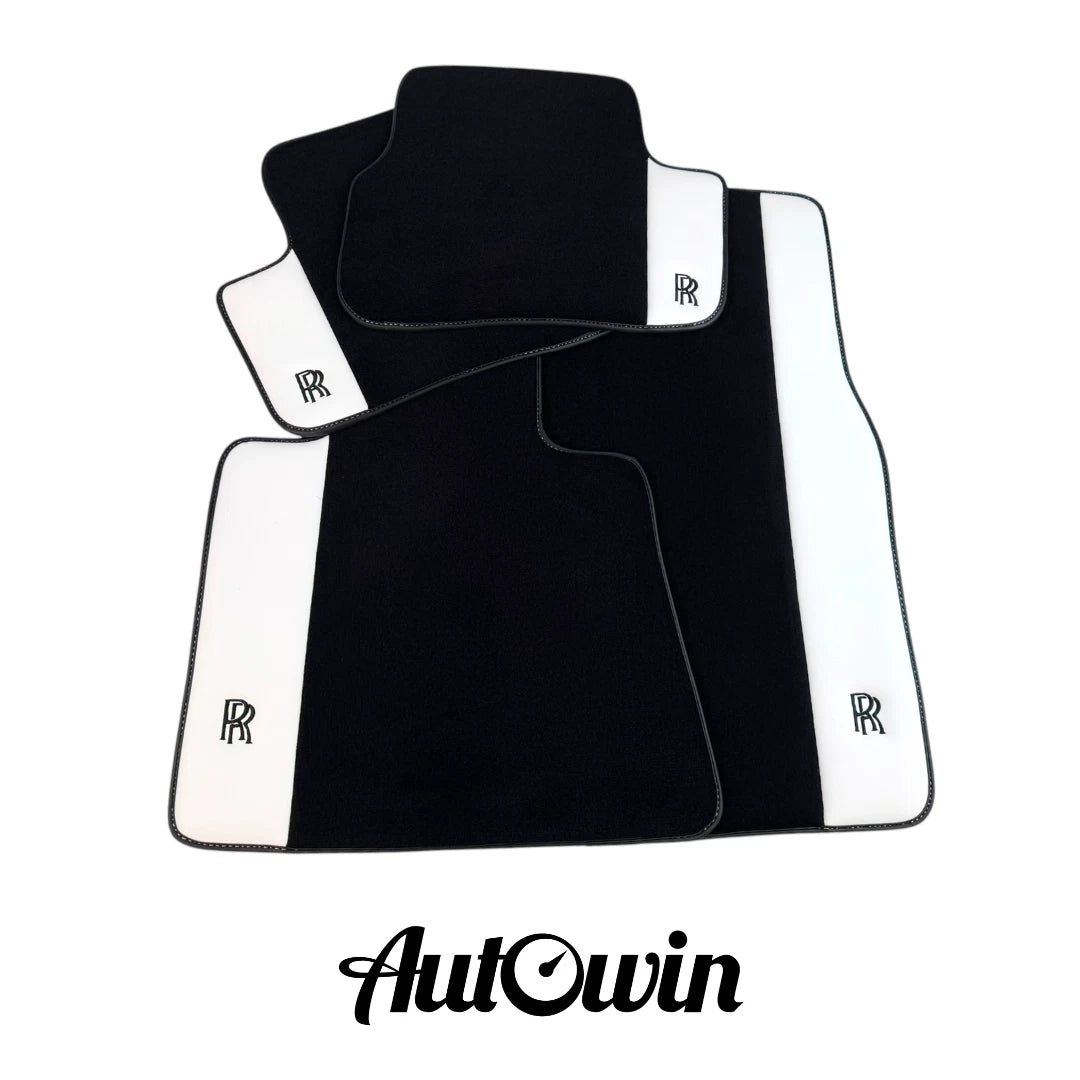 AutoWin Black Floor Mats for Rolls Royce Spectre (2023-2024) White Leather