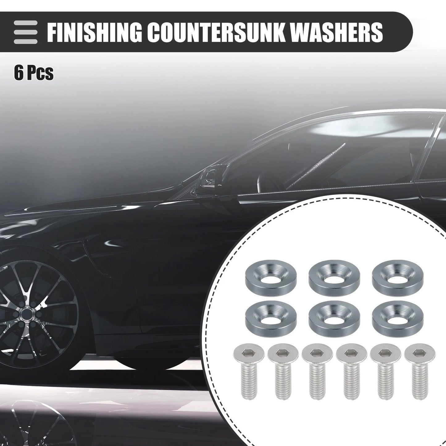 6pcs Finishing Countersunk Washers Fastener Kit for Motorcycle Titanium Tone