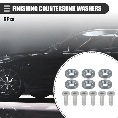 6pcs Finishing Countersunk Washers Fastener Kit for Motorcycle Titanium Tone