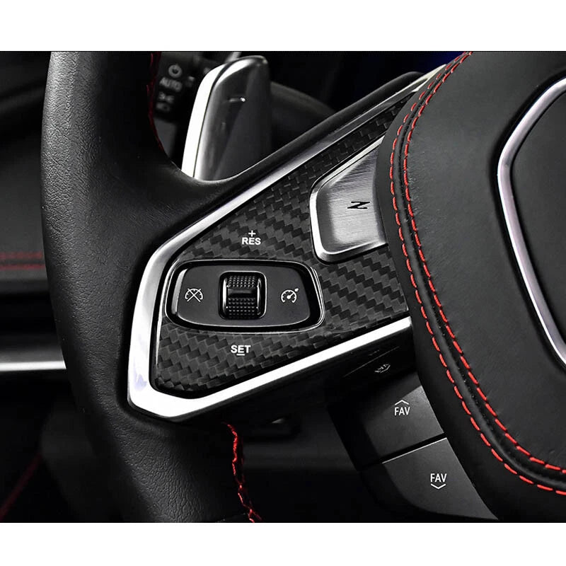 Carbon Fiber Steering Wheel Button Cover Trim for Corvette C8 2020+