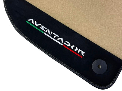 Beige Floor Mats for Lamborghini Aventador 2012-2022 with Alcantara Leather