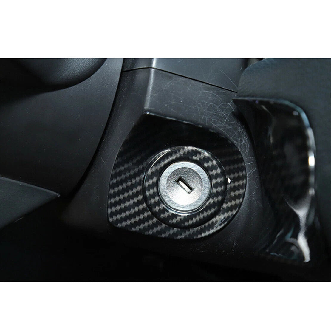 Black ABS Engine Start Key Socket Cover for Ford Mustang (2010-2014)