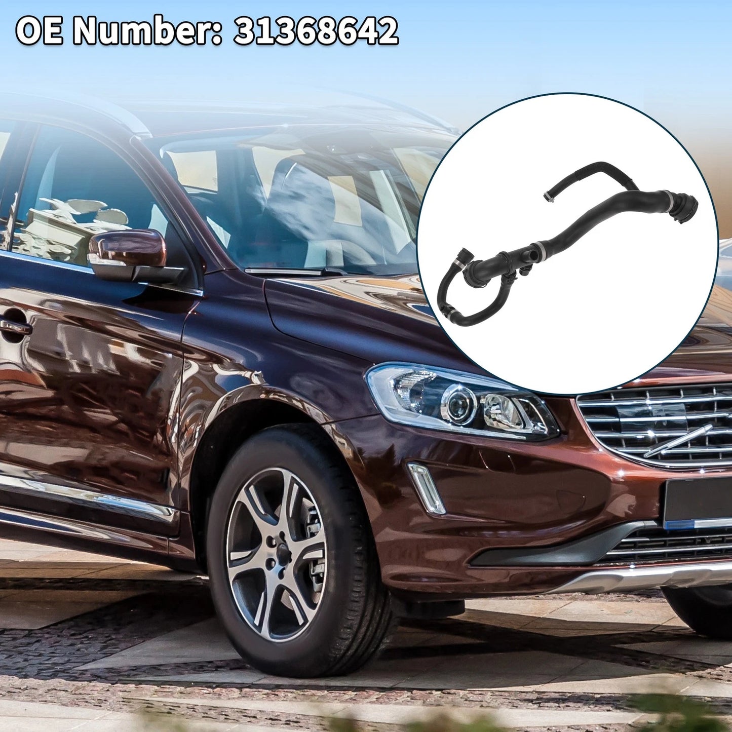Radiator Hose Warm Air Pipe for Volvo XC60 (2015-2017) - Rubber Black 1 Pc