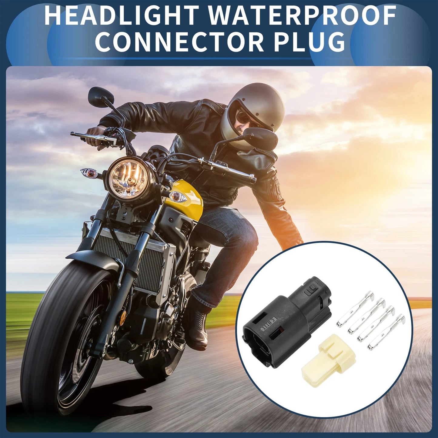 4 Pin Headlight Waterproof Connector Plug 1 Set for Harley-Davidson