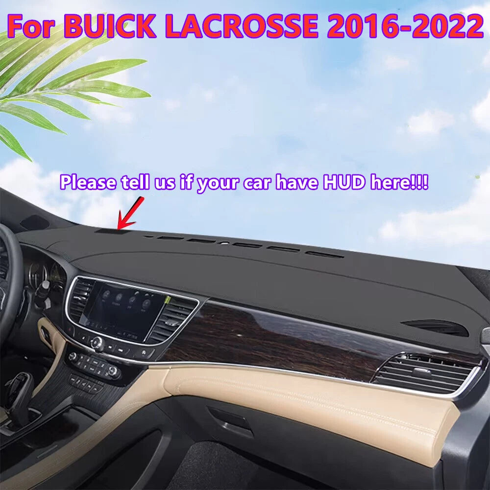 Black Leather Dashboard Cover Dash Protector Mat for BUICK LACROSSE (2016–2022)