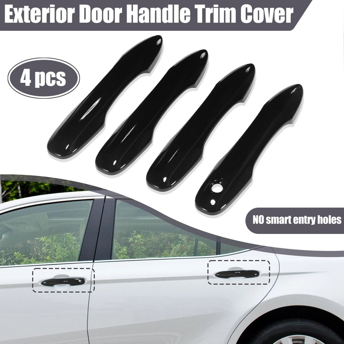 4pcs / GlossBlack / DoorHandle Cover for Toyota Camry without Smart Entry Holes