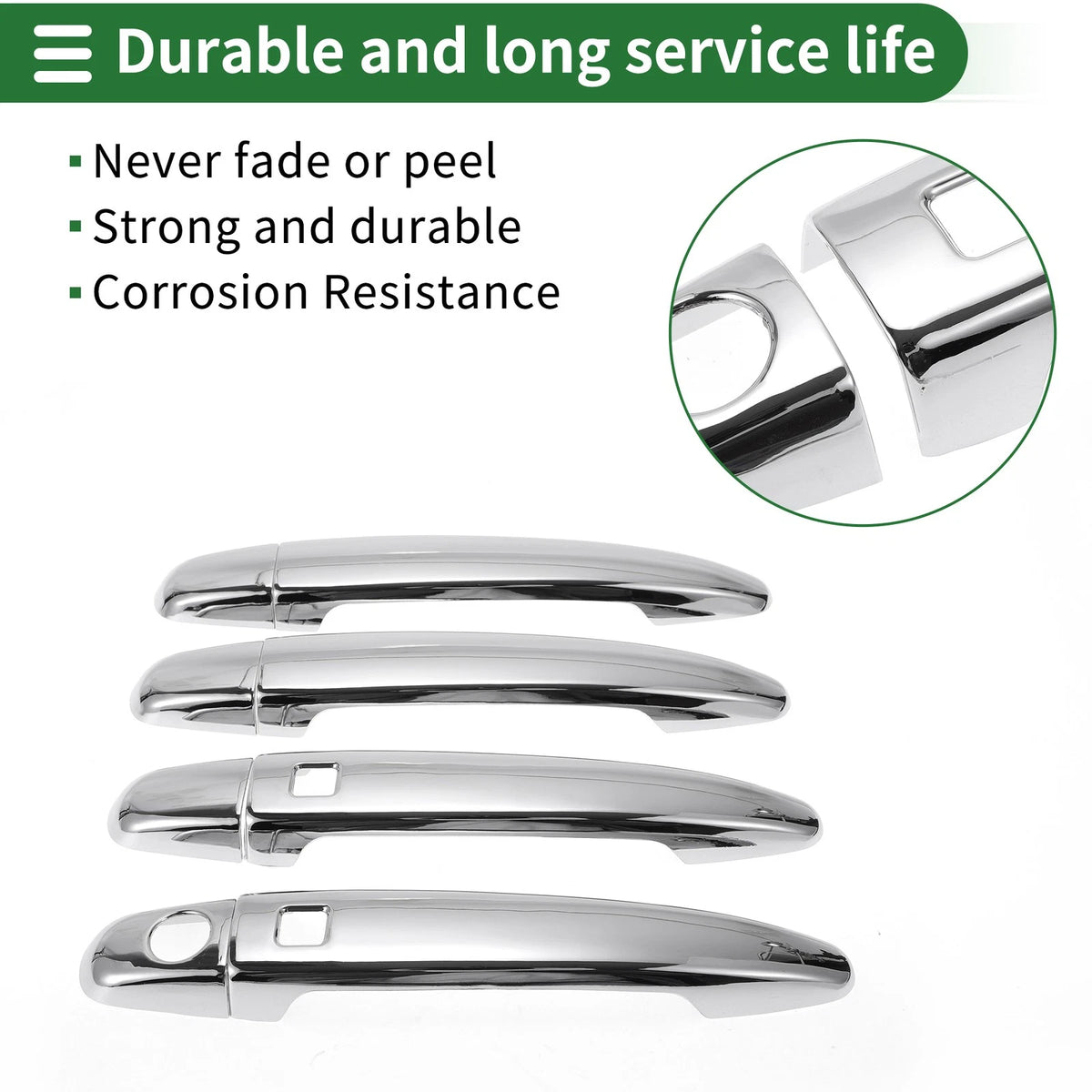 Silver Tone Door Handle Cover Trim for Toyota Highlander (2008-2013)