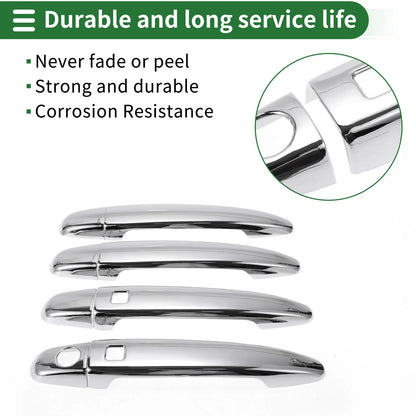 Silver Tone Door Handle Cover Trim for Toyota Highlander (2008-2013)