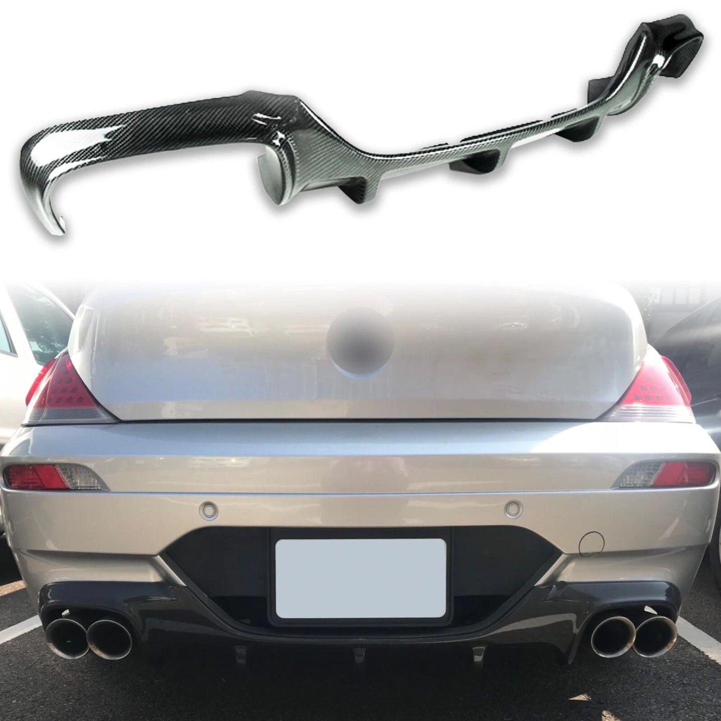 V Style Carbon Fiber Rear Bumper Diffuser Cover for BMW E63 M6 (2005-2011)