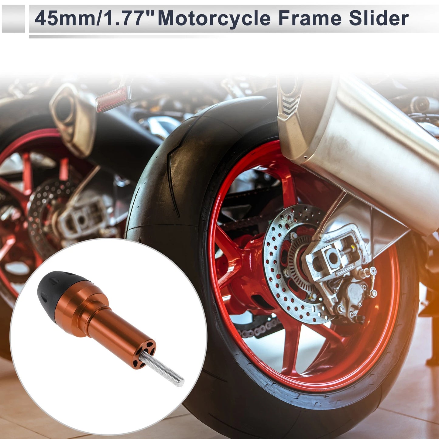 Slider Frame 10mm with 2 x Bolts Orange for Motorcycle