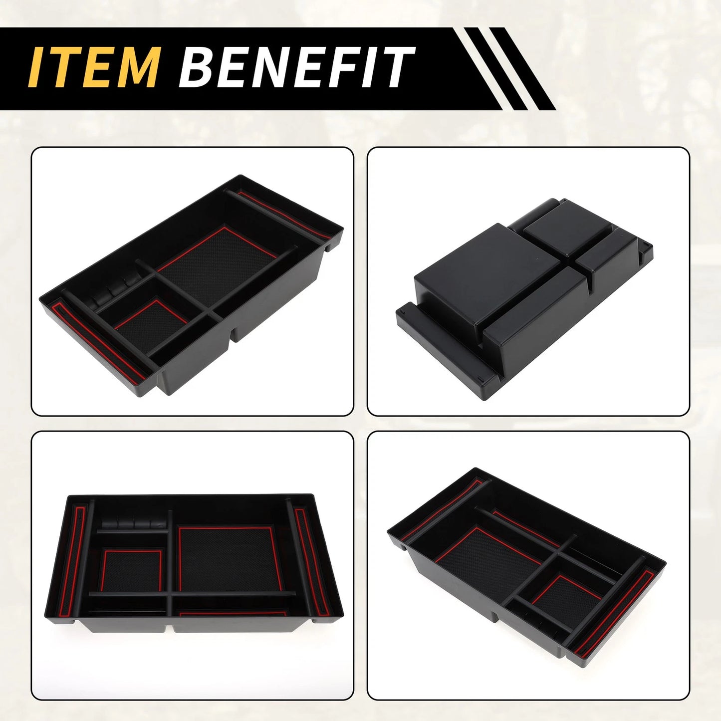 Full Console Bucket Seats Organizer Tray for Chevy Silverado GMC Black Red