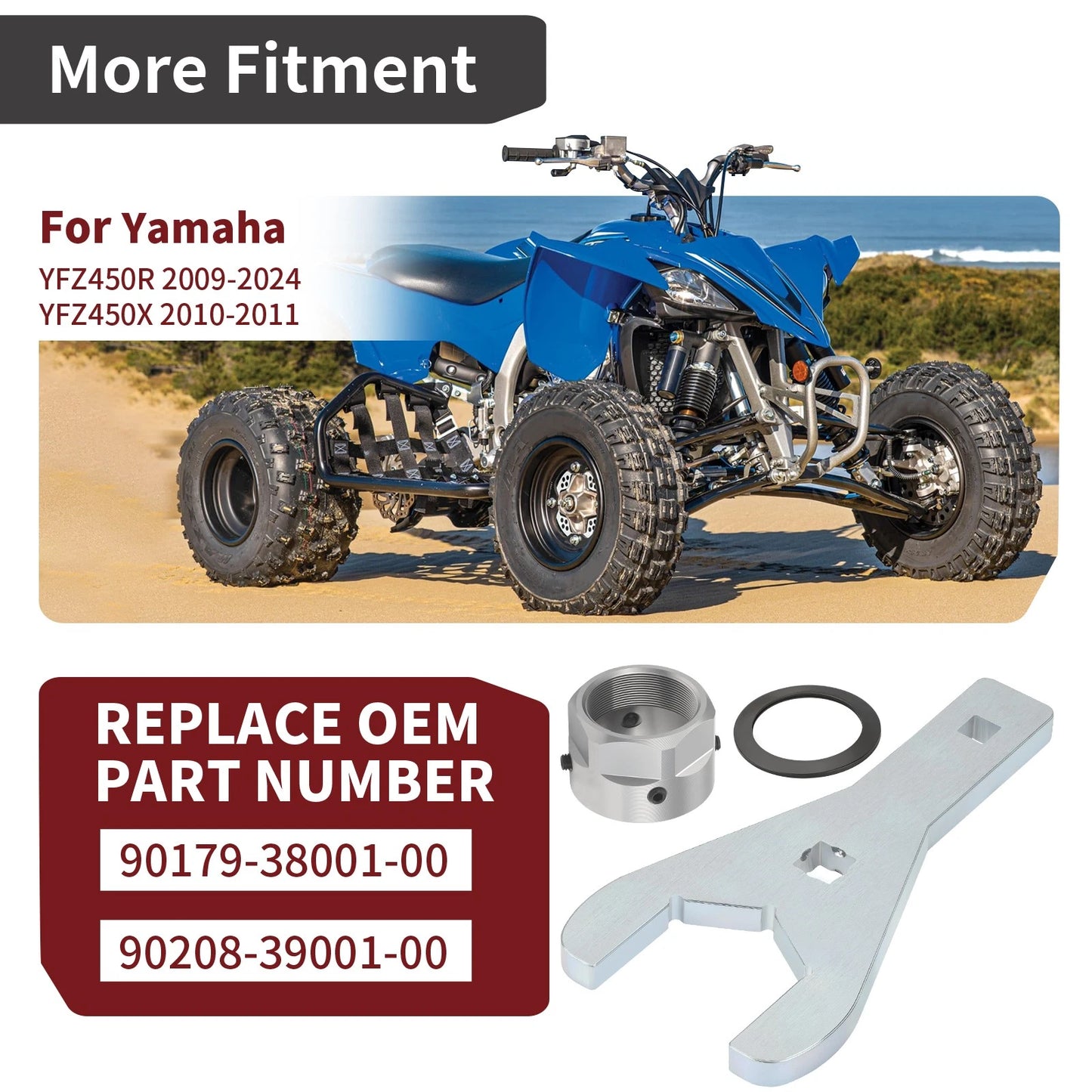 46mm Rear Axle Nut Wrench & Lock Nut for Yamaha YFZ450X & YFZ450R (2009–2024)
