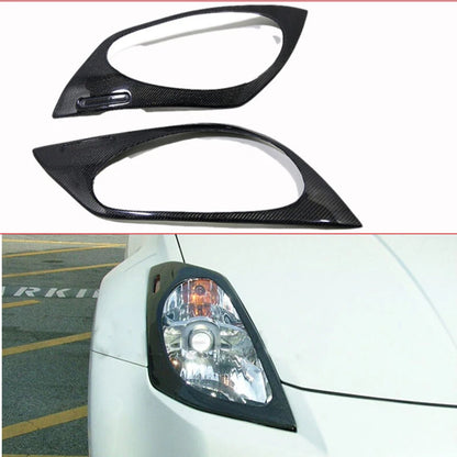 Carbon Fiber Front Bumper Headlight Cover Trim for 2003-2006 Nissan 350Z