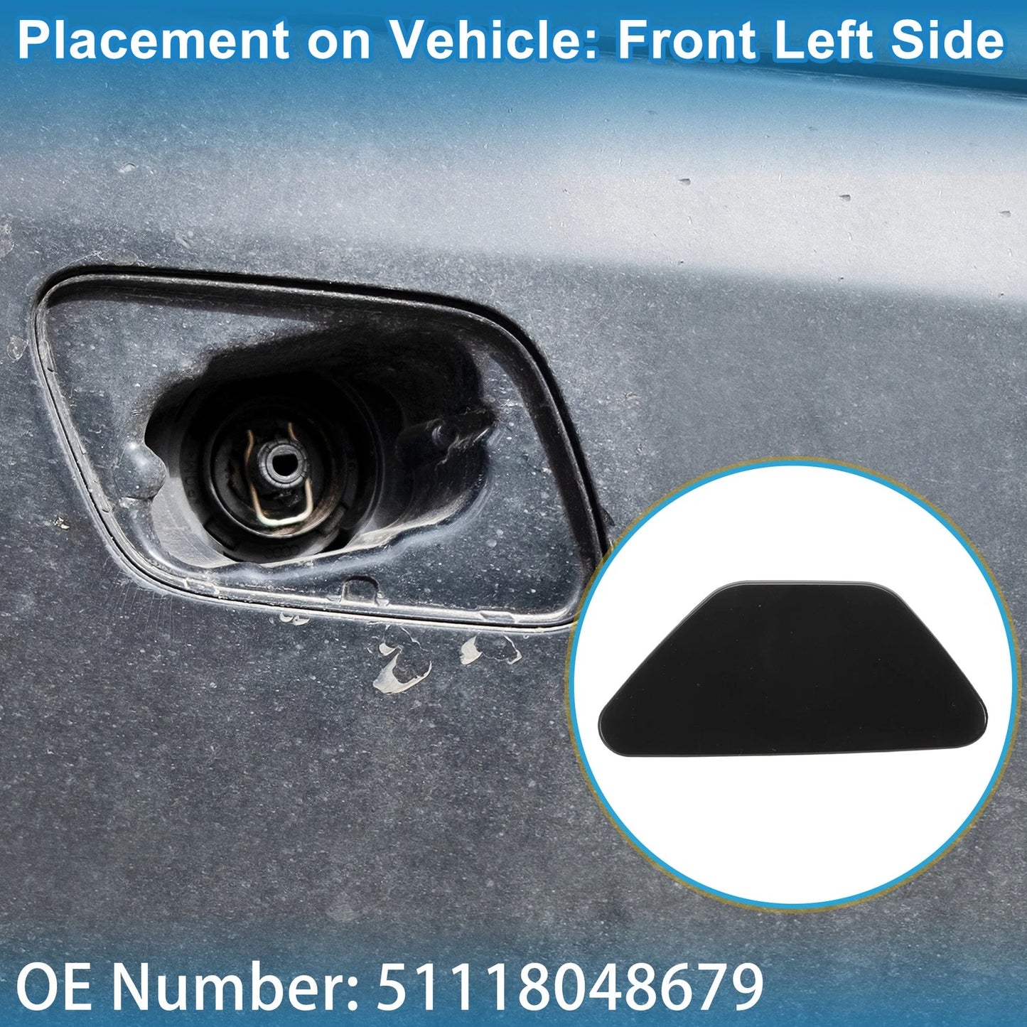 Front Left Washer Nozzle Cover for BMW 528i (2011-2016) Black