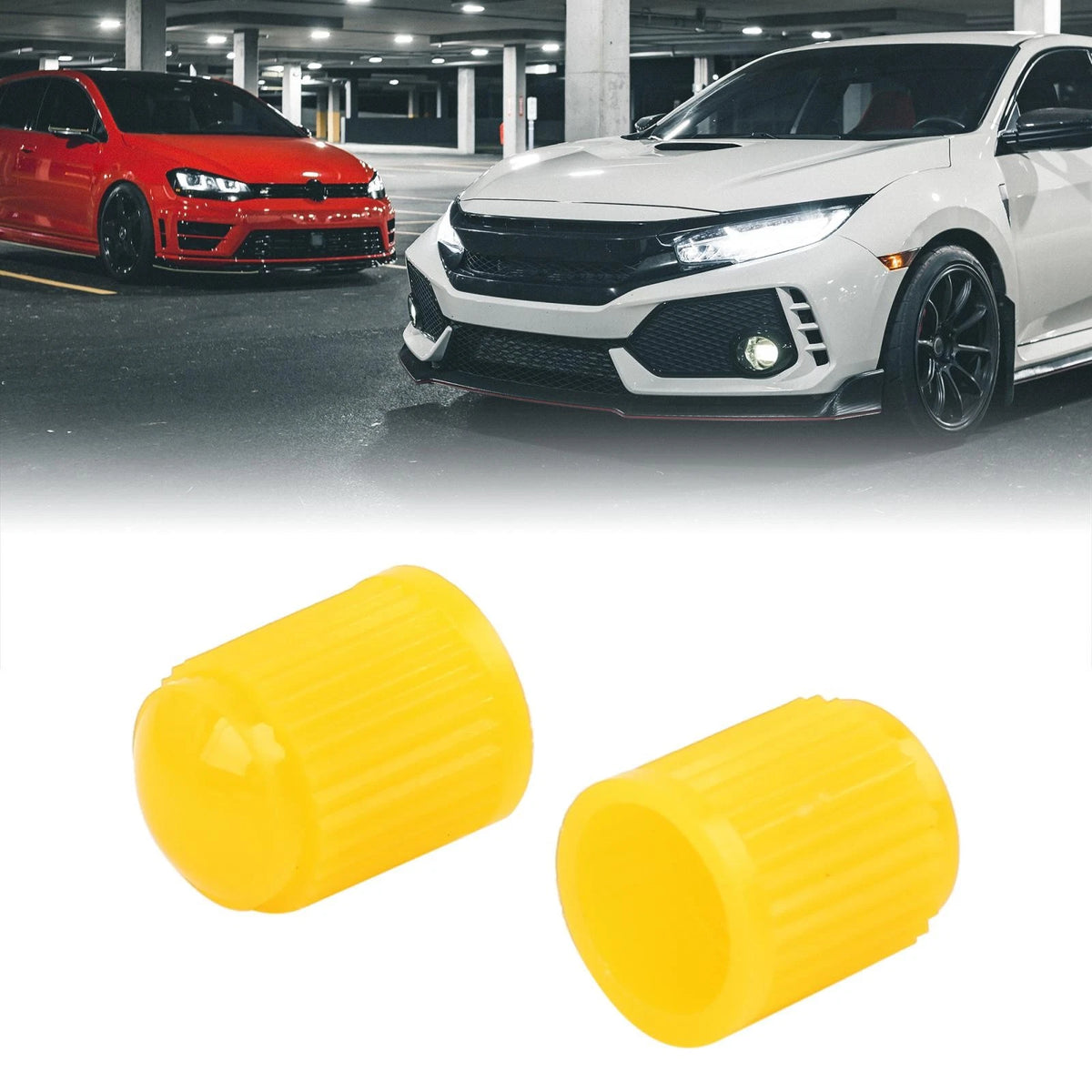 8pcs Yellow Plastic Tire Valve Stem Cap Cover for Motorcycle Bike Car