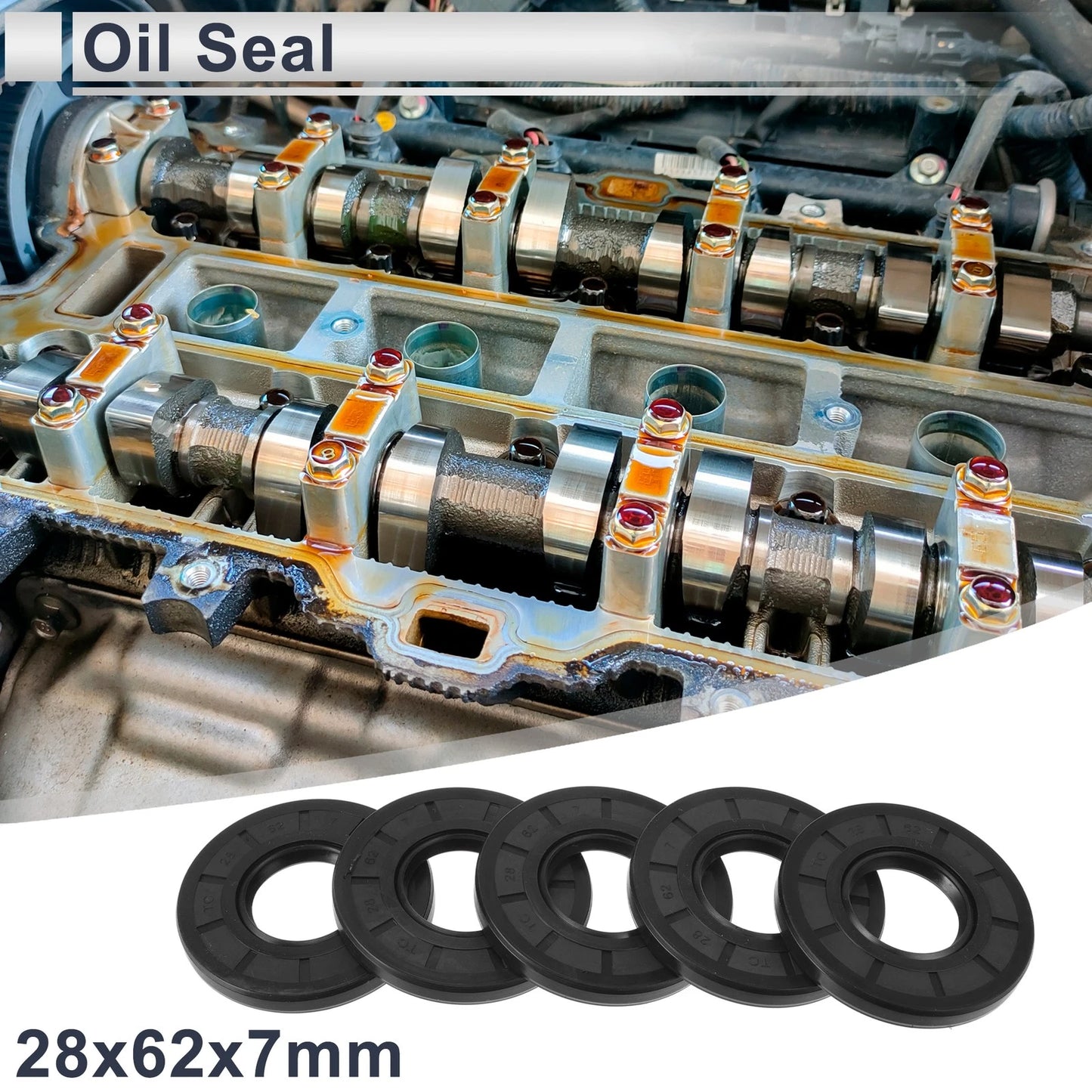 Oil Seal 28x62x7mm 5 x Rotary Shaft Seal Nitrile Rubber Black for Make Model