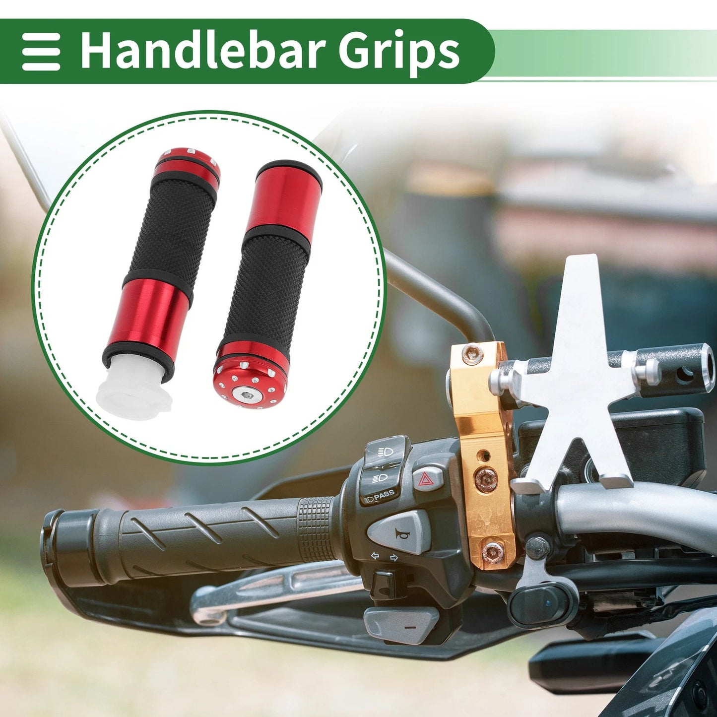 7/8" Hand Grips Covers Kit Aluminum Red for Motorcycle