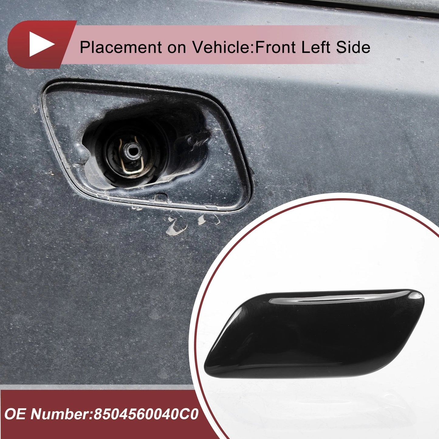 Front Left Washer Nozzle Cover for Lexus LX570 (2008-2011) - Black 1 Pcs