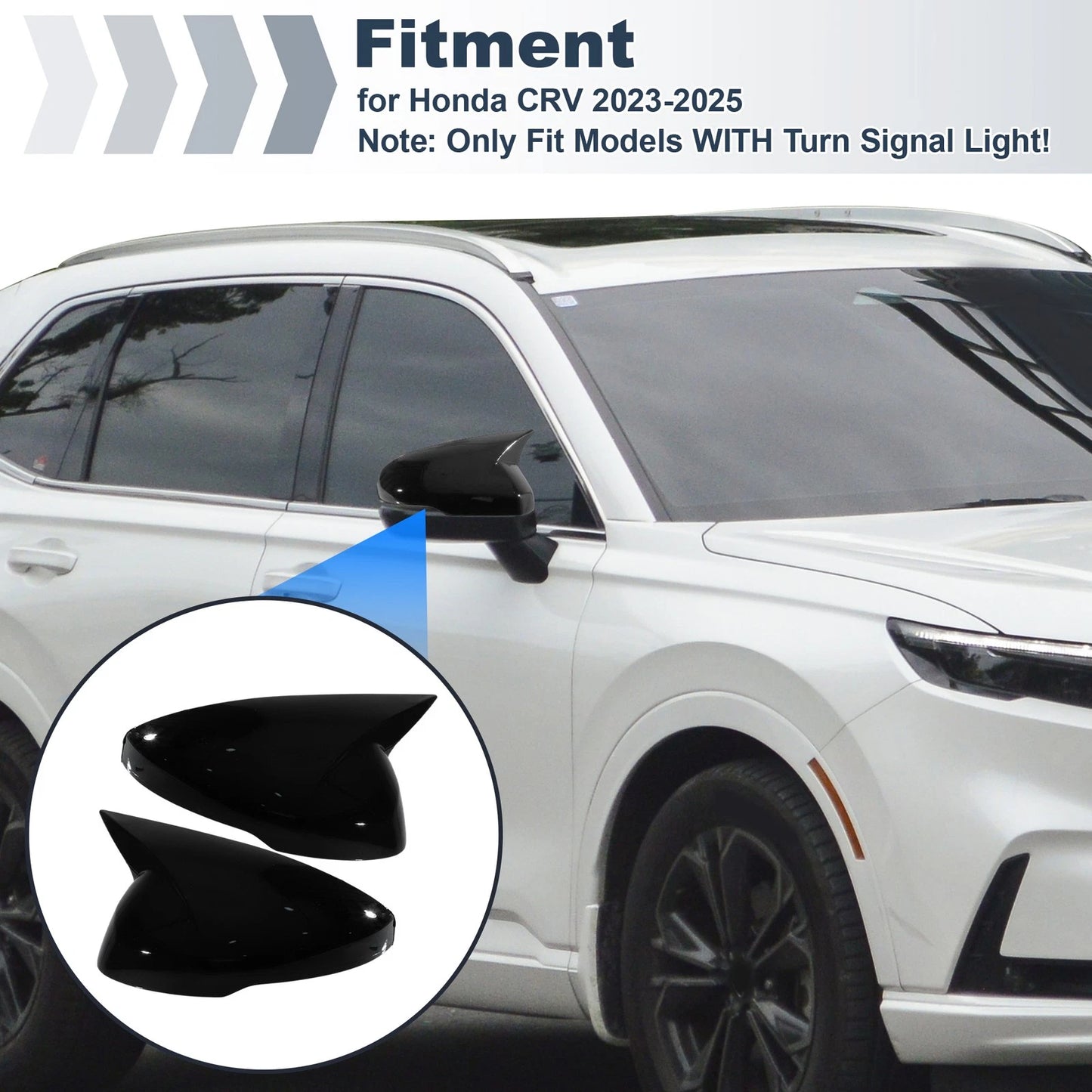 Left Right Side Ox Horn Rear View Mirror Covers for Honda CR-V (2023-2025)