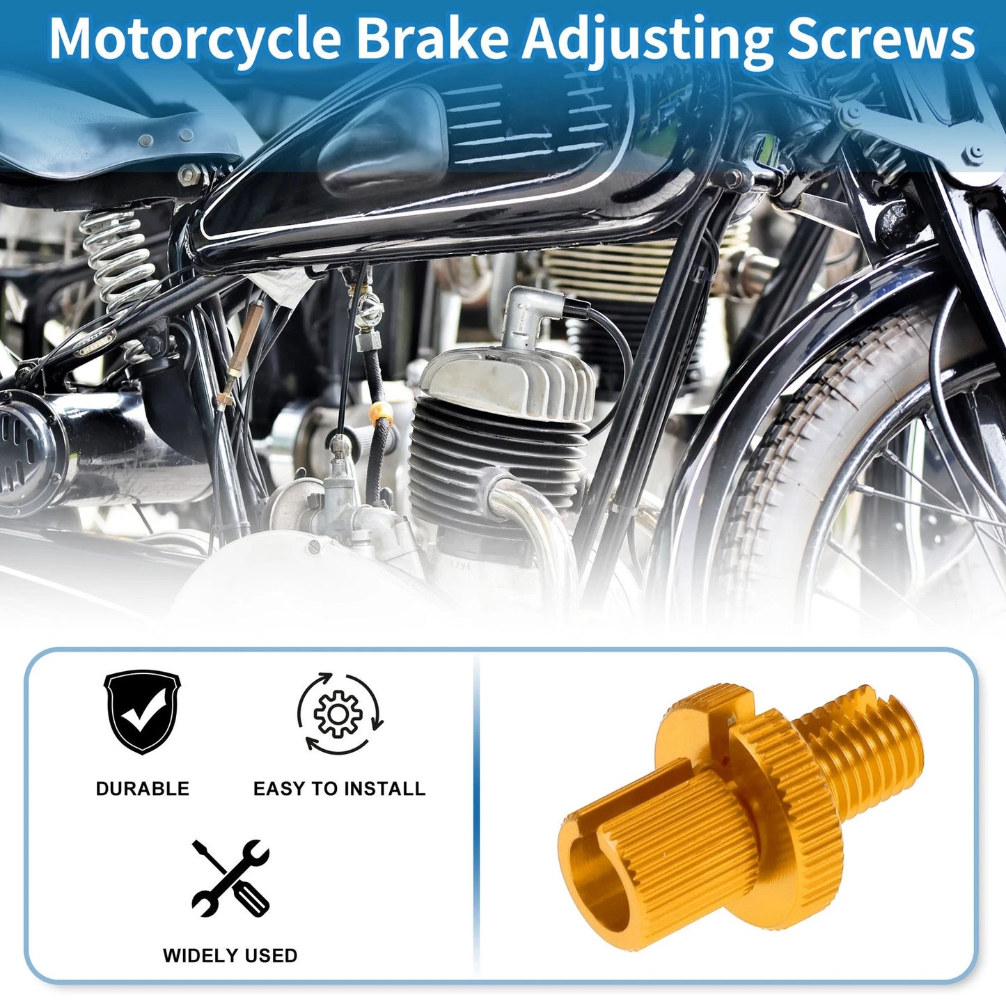 Brake Lever Barrel Adjusters Screws M10 Gold Tone 2 x for Motorcycle