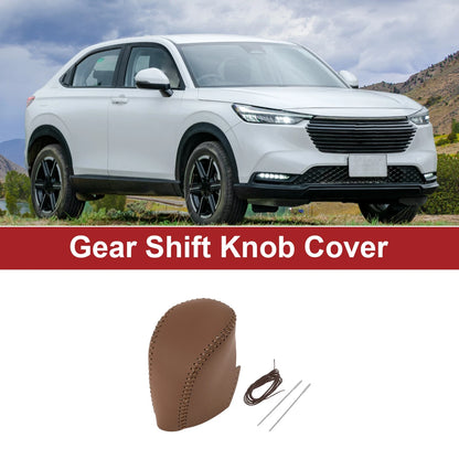 Car Gear Shift Knob Cover 1 Pcs for Honda HR-V (2023-2024) Brown Faux Leather