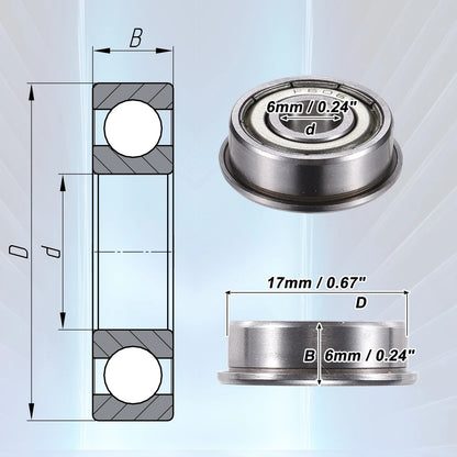 10pcs 6x17x6mm Double Metal Shield Single Row Deep Groove Ball Bearings