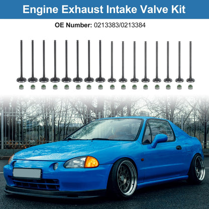 16pcs Intake Exhaust Valves & Seals for Honda Civic D16Z6 D17A1 A2 (1992-2005)