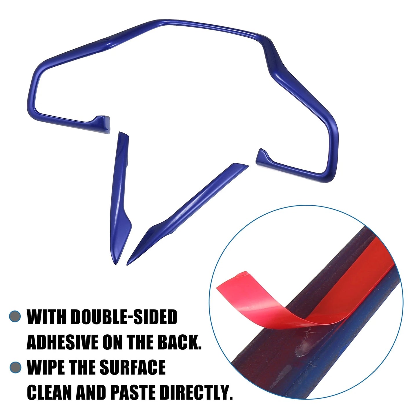 3 x Car Steering Wheel Cover Trim for Honda Civic (2016-2021) Blue