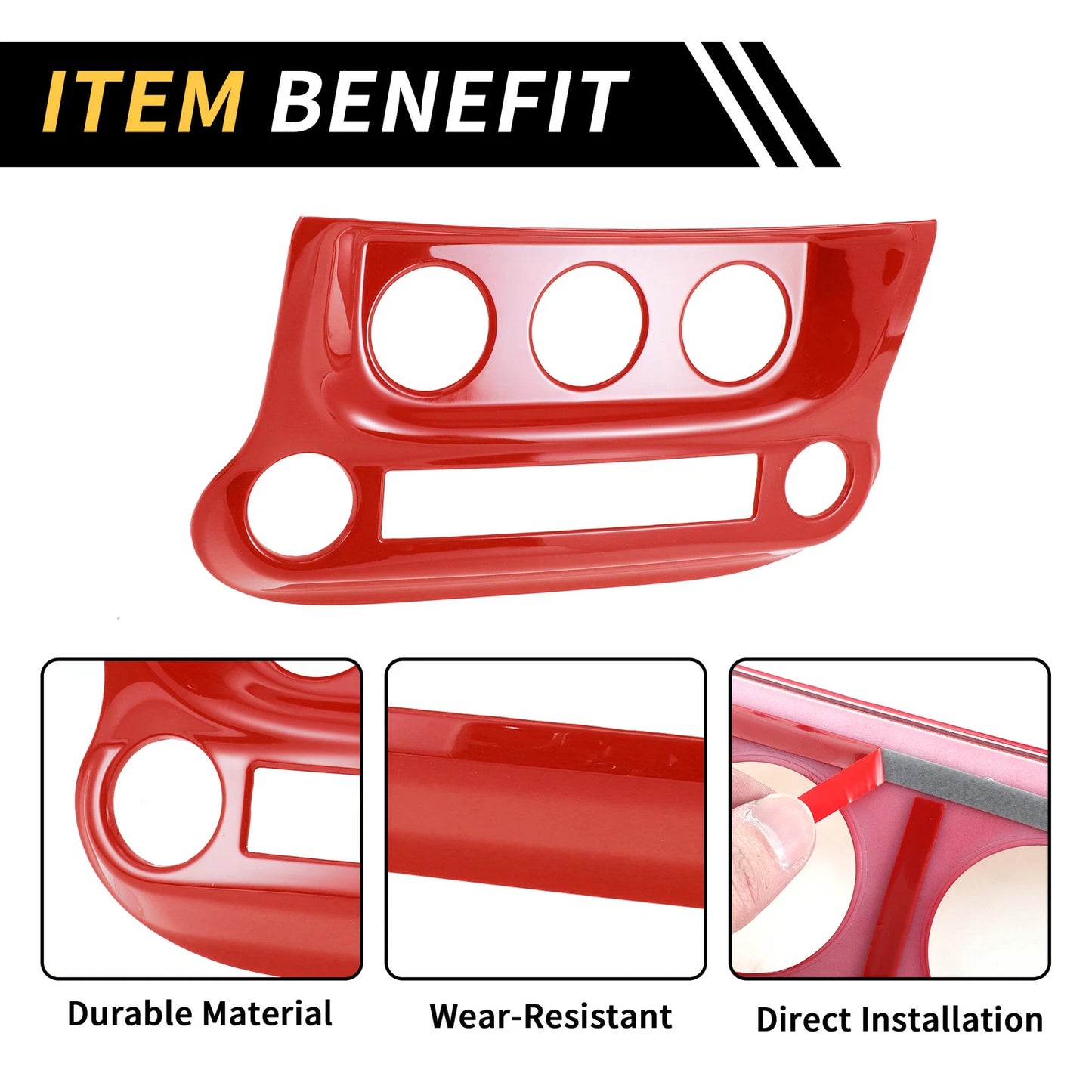 AC Switch Control Cover Trim for Jeep Wrangler JK JKU 2011-2017 Red