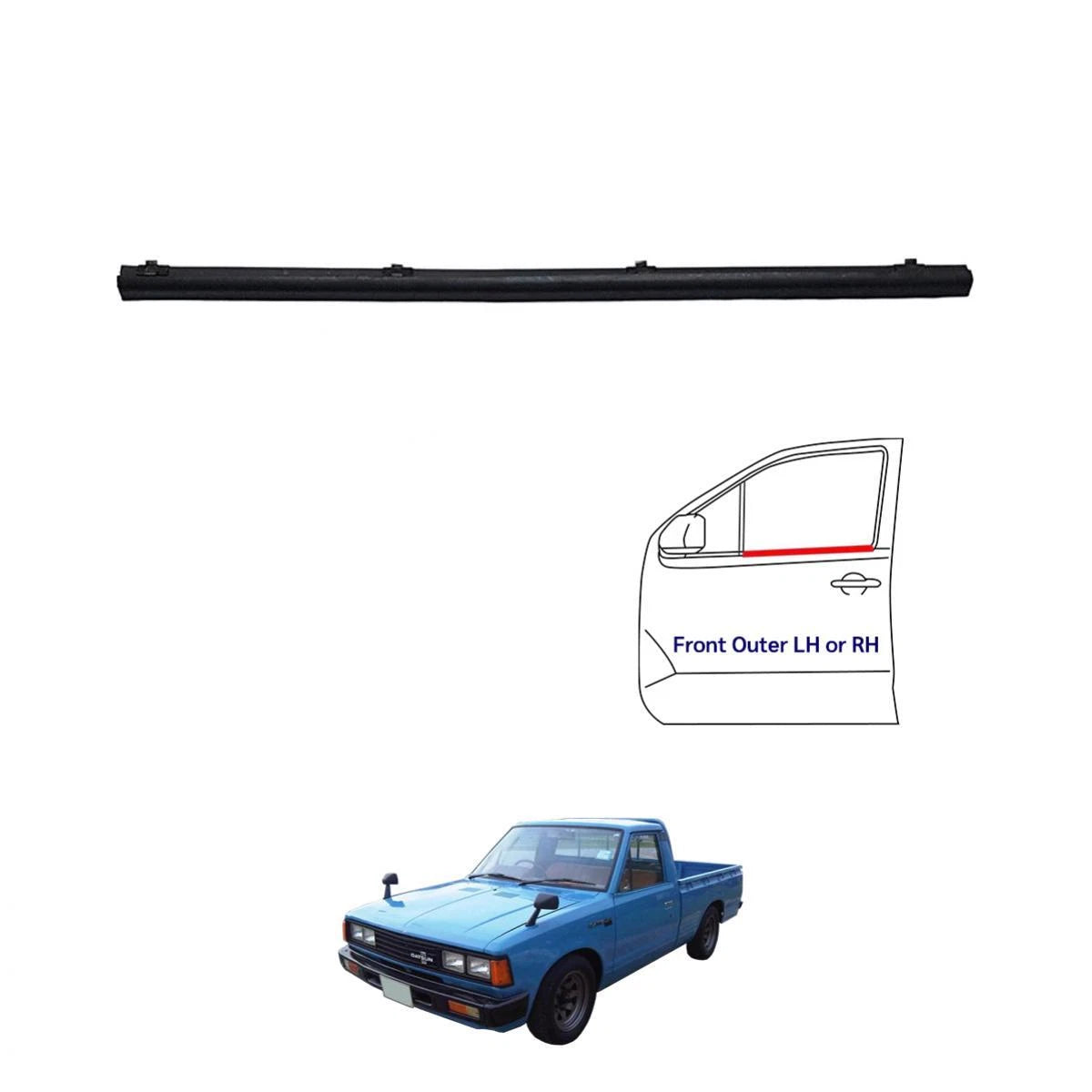 Weatherstrip Door Belt w Vent Front Set 2 Fits Datsun Nissan 720 UTE 1980-86 D05