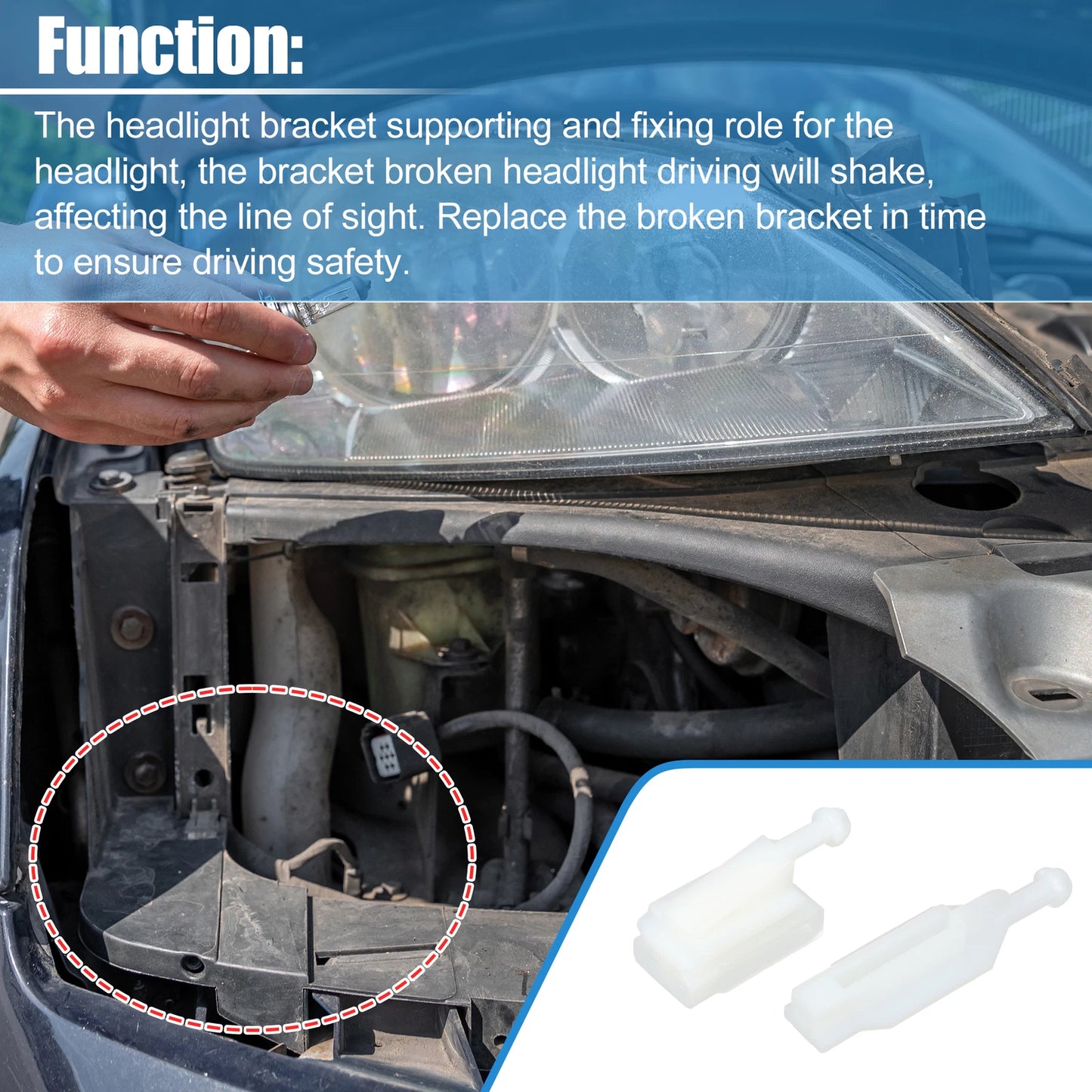 2 x Headlight Support Mount Bracket for BMW E39 (1996-2000)