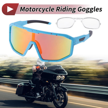 Motorcycle Riding Goggles Red Lens Blue with Red Spots Frame Cycling Sunglasses