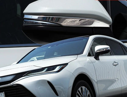 Steel Rearview Mirror Side Cover Trim Strips for Toyota Harrier Venza (2020-2024)