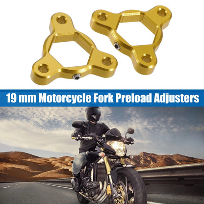 2 x 19mm Racing Motorcycle Rider Fork Preload Adjusters for MotorBike Gold Tone