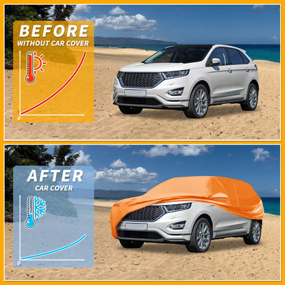 Waterproof All Weather Car Cover for Ford Edge (2015-2023) - Orange 210D-PU