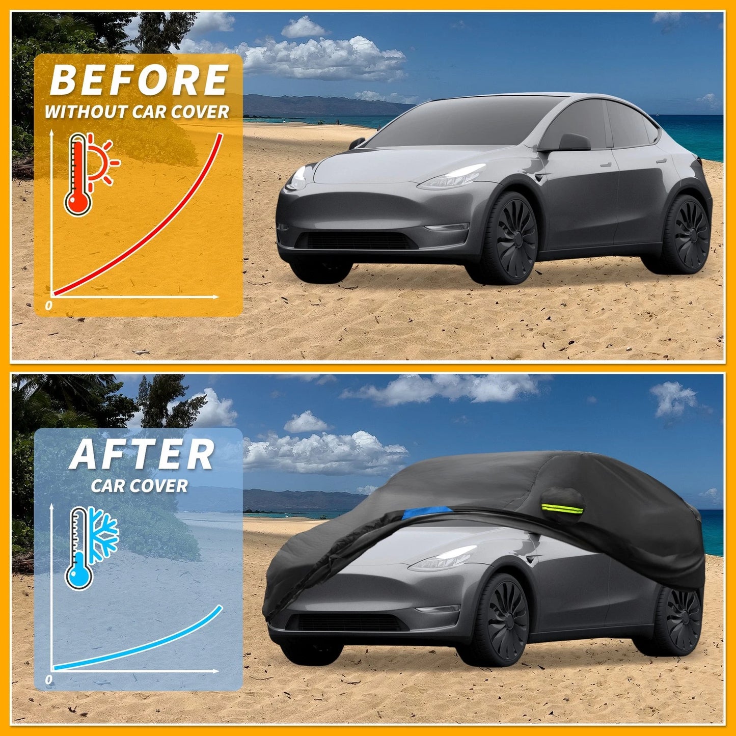 Waterproof Car Cover for Tesla Model Y (2020-2023) - Oxford Cloth Black Blue